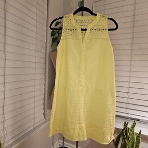 Yellow Sleeveless Eyelet Top